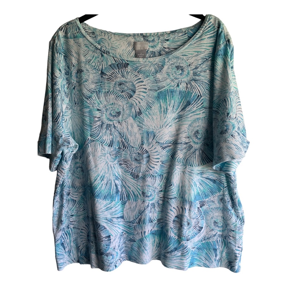 Chico’s 🐚Seashell Motif Cotton Summer Top EUC
